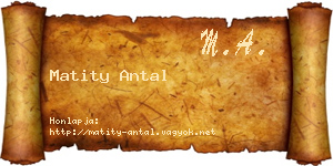 Matity Antal névjegykártya